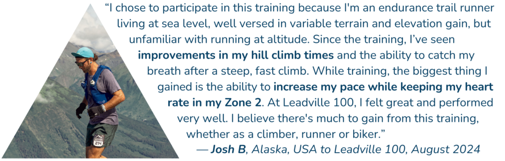 Man running at high altitude with mountains in the background.