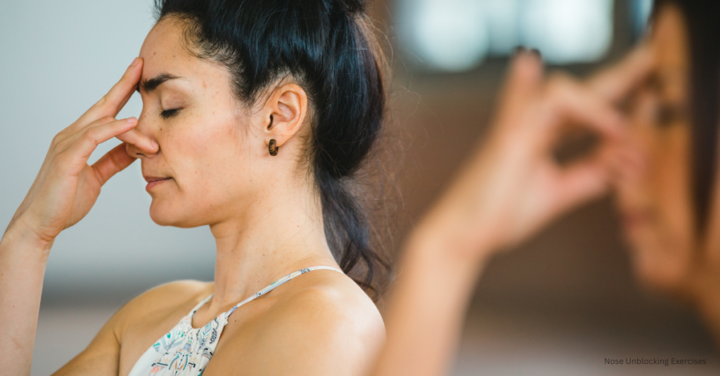 Women doing nasal breathing unblocking exercises